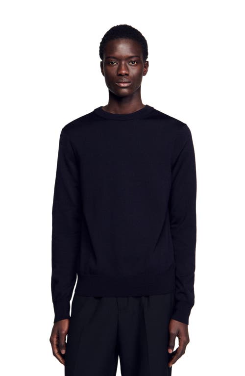 Sandro Merino Wool Sweater In Blue
