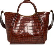Max Mara Small Marine Croc Embossed Leather Tote