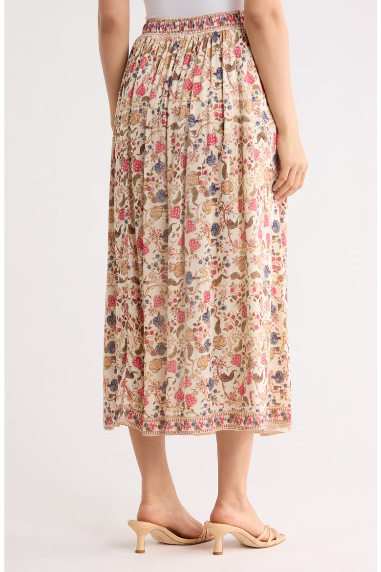 Floral Midi Skirt, Alternate, color, CREAM/ RED FLORAL MUSE