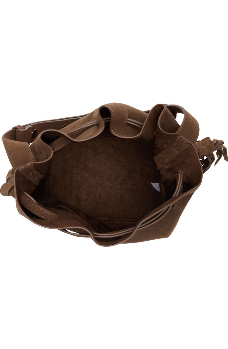 BCBG Tassel Water Repellent Bucket Bag, Alternate, color, Chocolate