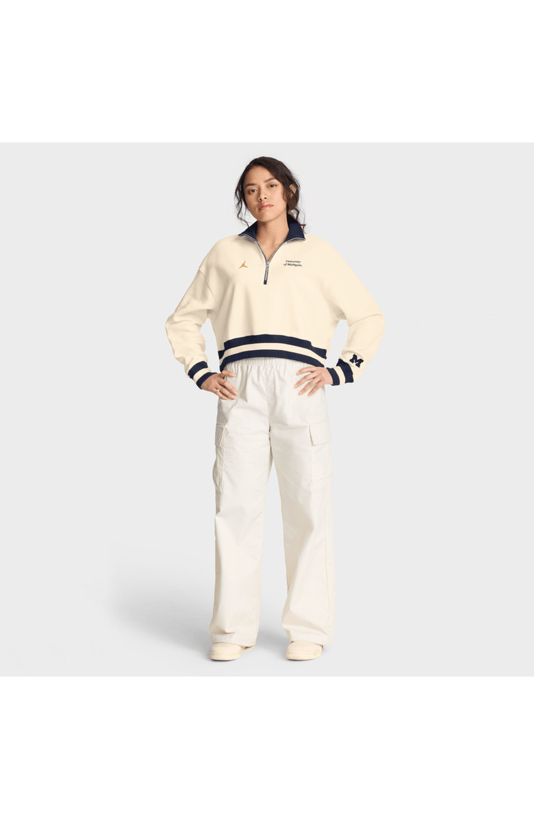 Jordan Brand Women's Jordan Brand Tan Michigan Wolverines Legacy Half-Zip Sweatshirt, Alternate, color, Tan