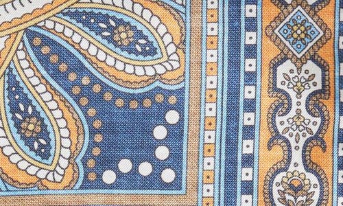 Shop Edward Armah Persian Print Silk Pocket Square In Denim