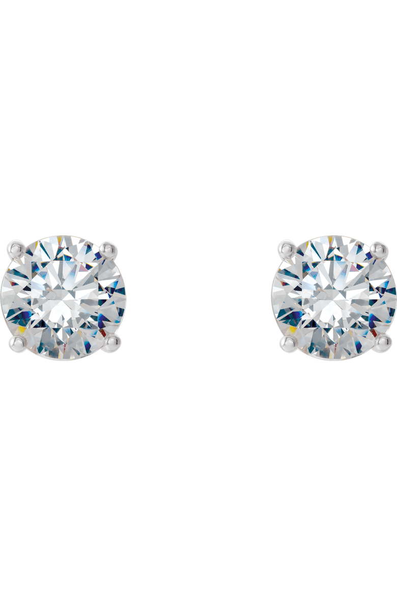 1 CT Lab-Grown Diamond 4-Prong Stud Earrings in 14K Gold, Main, color, White