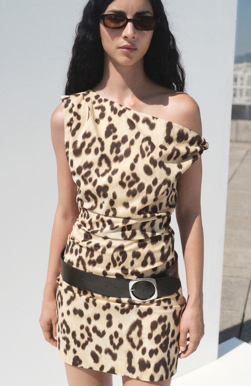 Mango Bernie Off The Shoulder Stretch Cotton Minidress In Animal Print