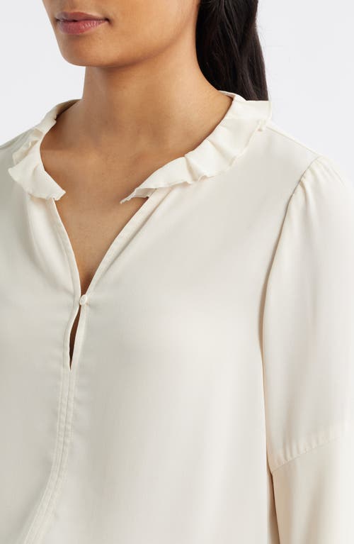 Wit & Wisdom Ruffle Long Bell Sleeve Top In White