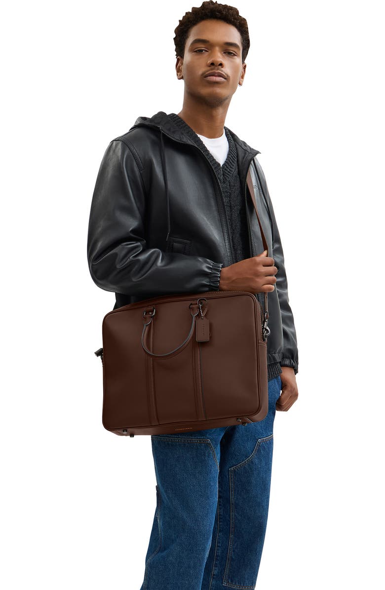 COACH Metropolitan Leather Briefcase, Alternate, color, Maple