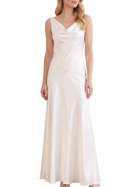 Evangeline Satin Cowl Neck Gown