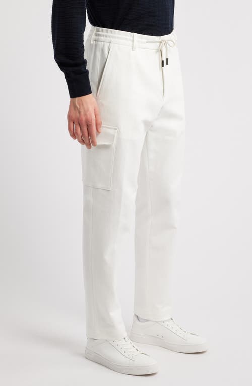 Hugo Boss Boss Pagol Stretch Cotton Drawstring Pants In Open White