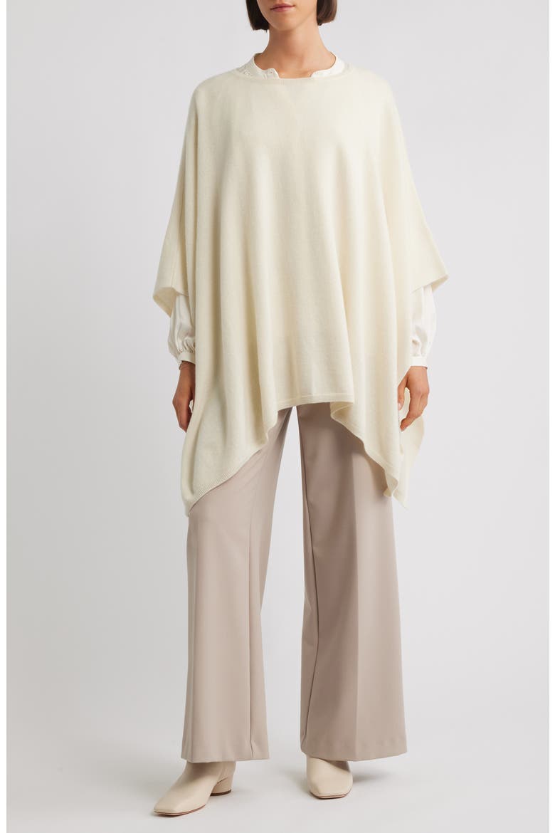 Boat Neck Silk & Cashmere Poncho, Main, color, 100WHT