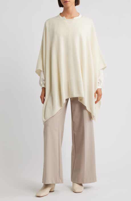Boat Neck Silk & Cashmere Poncho