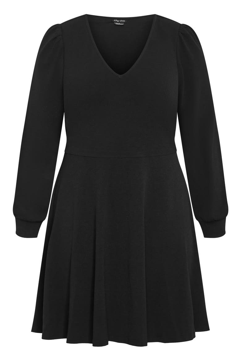 Karter Long Sleeve Fit & Flare Dress, Alternate, color, BLACK