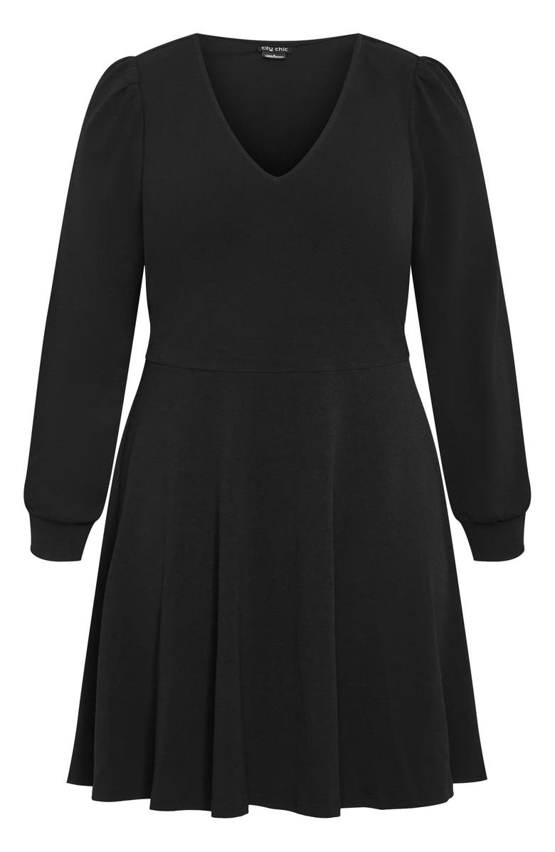 City Chic Karter Long Sleeve Fit & Flare Dress, Alternate, color, 