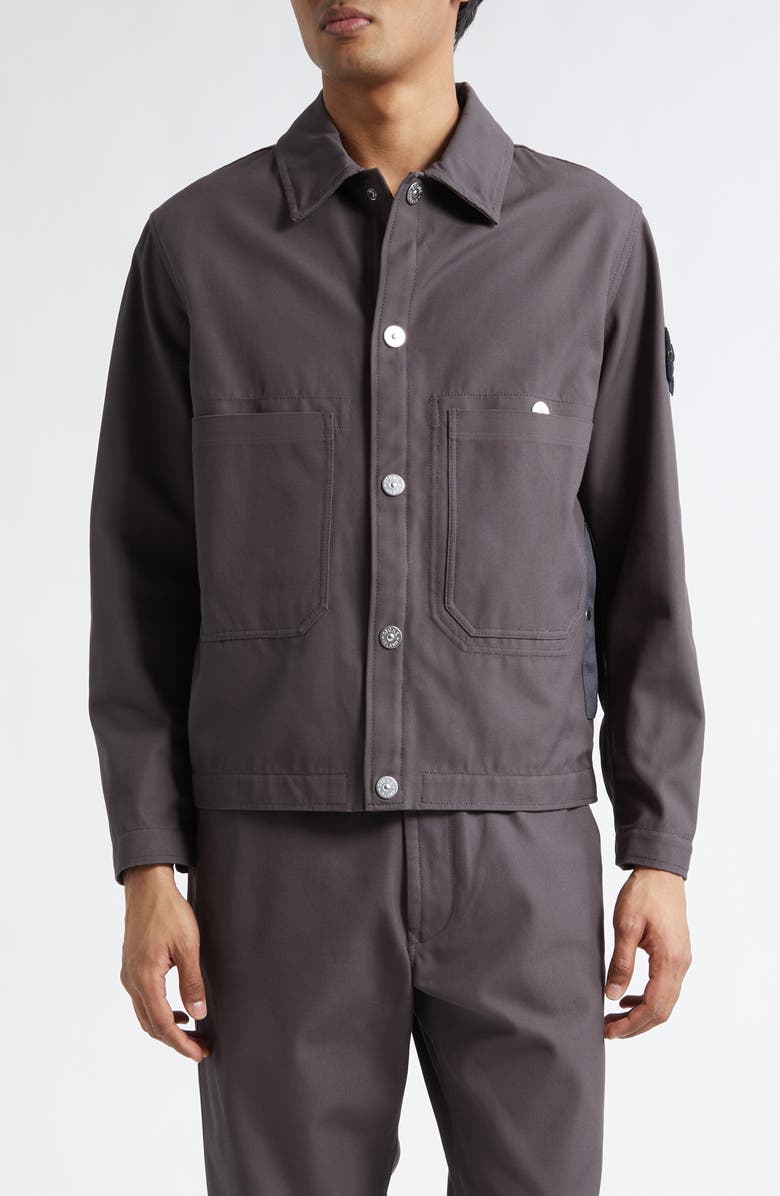 Stone Island Cotton Canvas Jacket, Main, color, Charcoal