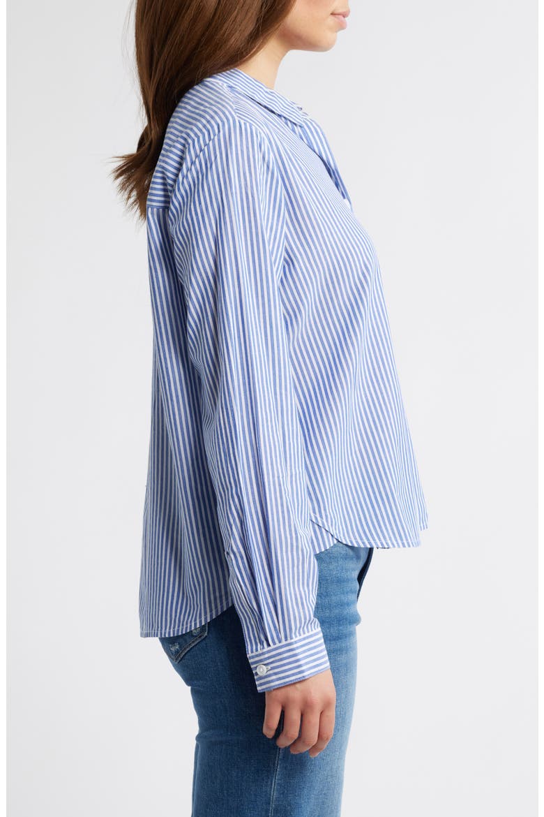 Candy Stripe Cotton Blend Button-Up Shirt, Alternate, color, DELL BLUE