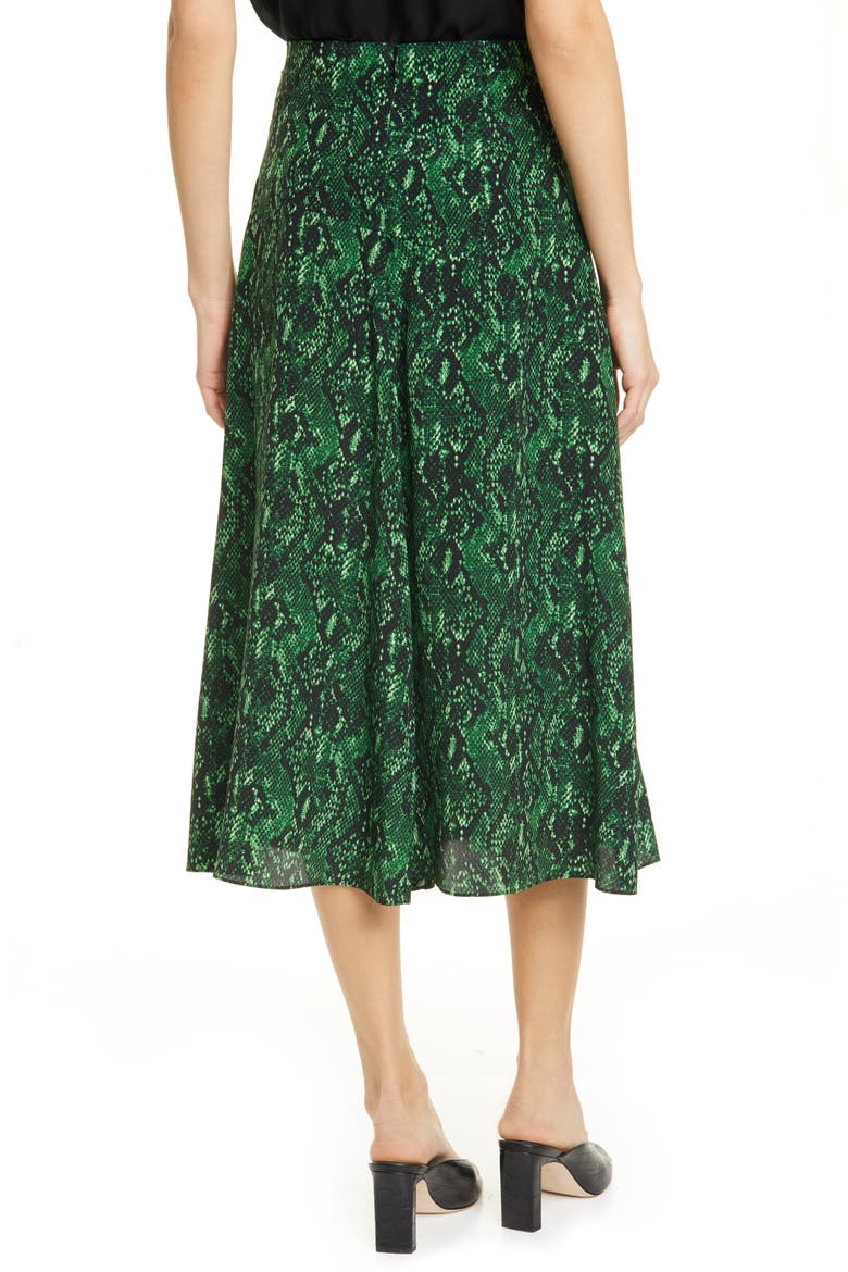 Ramos Snake Print Silk Midi Skirt, Alternate, color, GREEN