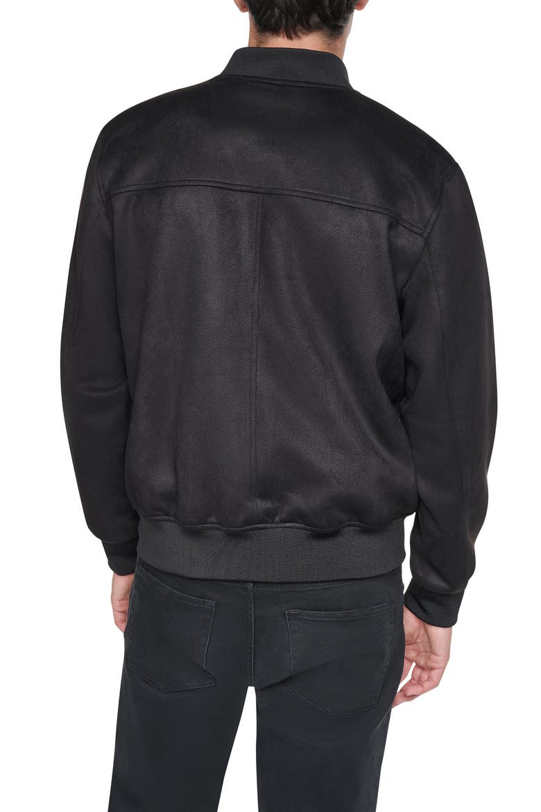 Faux Suede Bomber Jacket, Alternate, color, BLACK