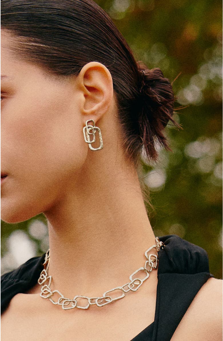 RETRO CHIC Roman Arc Earrings, Alternate, color, Silver