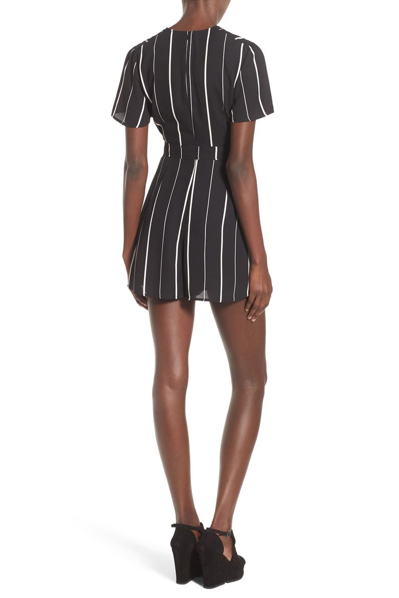 ASTR Stripe Romper, Alternate, color, BLACK-WHITE