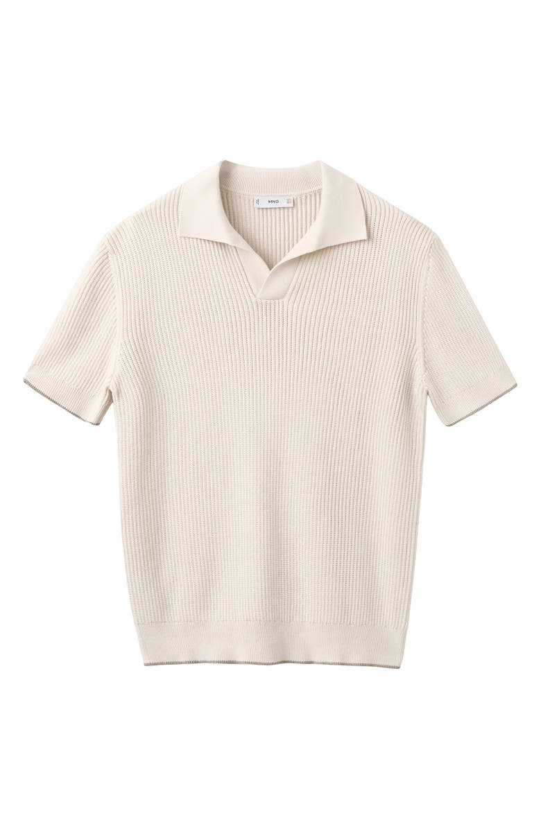MANGO Tipped Cotton Blend Polo, Alternate, color, Sand