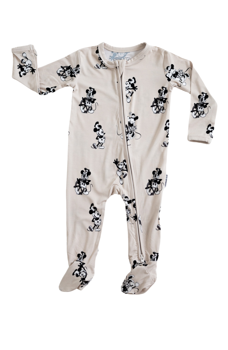 Charlie Lou Baby<sup>®</sup> Steamboat Willie Footed Double Zipper Pajamas, Alternate, color, 