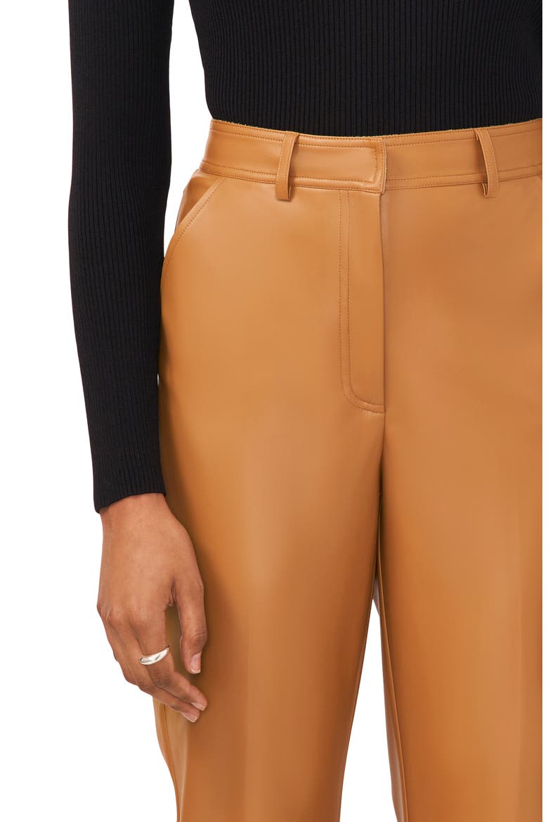 Straight Leg Faux Leather Trousers, Alternate, color, DESERT CAMEL