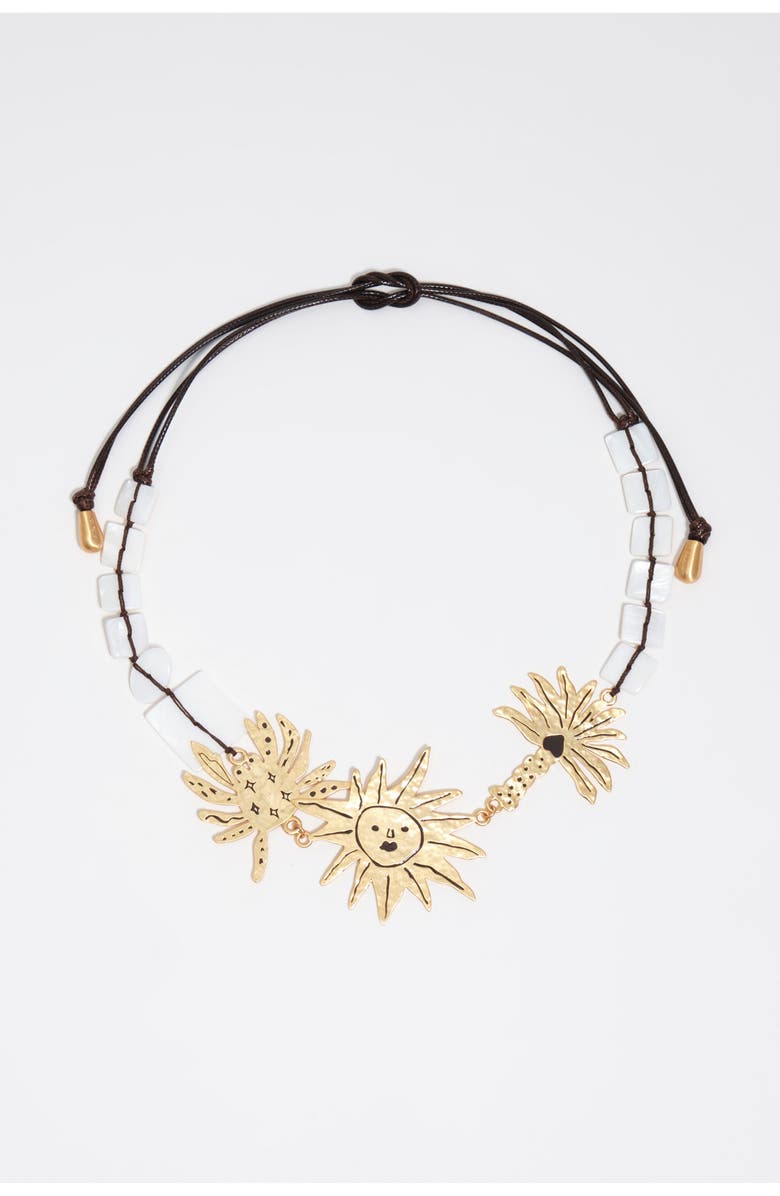 Bimba y Lola Brushed Gold Sun And Animal Necklace, Main, color, Gold