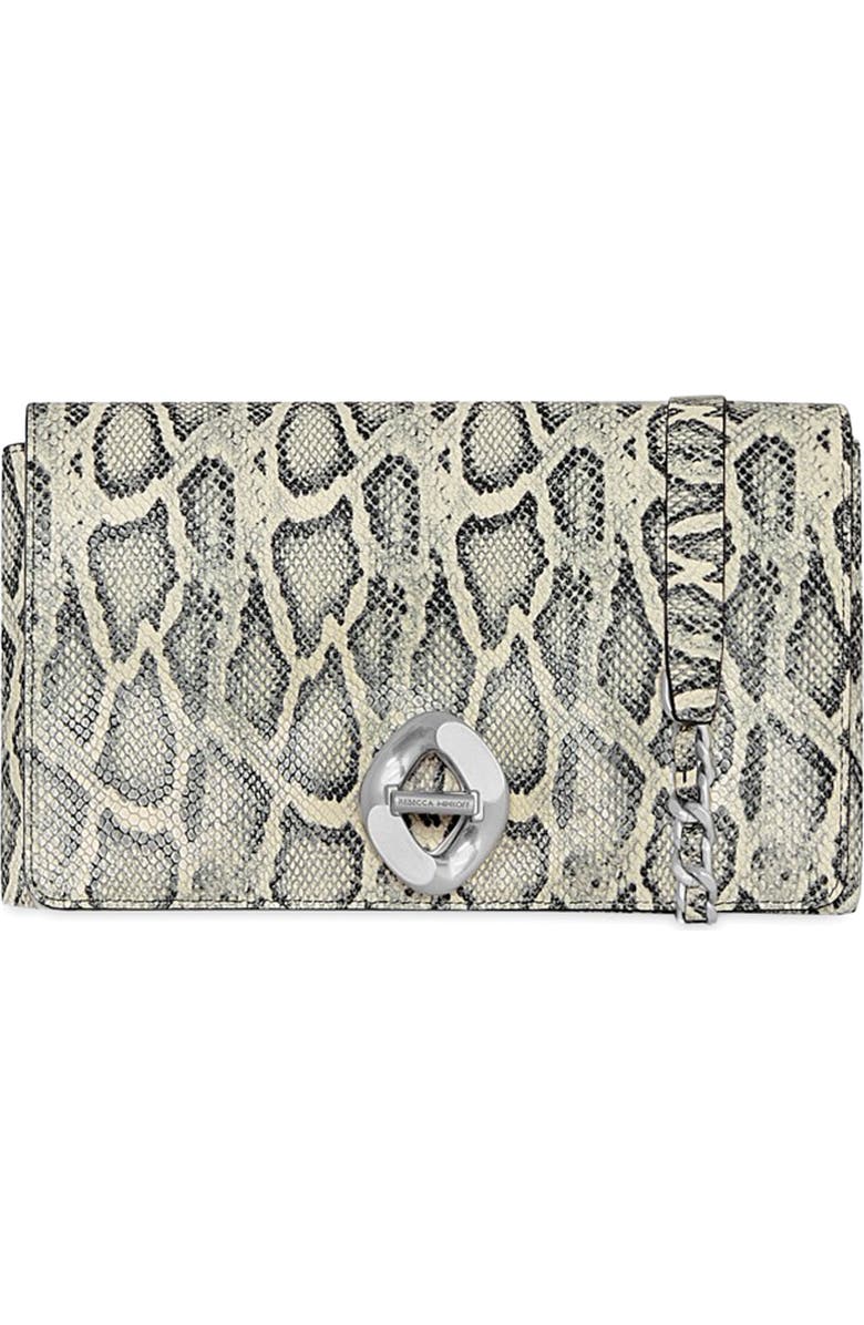 Rebecca Minkoff Snakeskin Print Crossbody Bag, Main, color, Black/ Off White