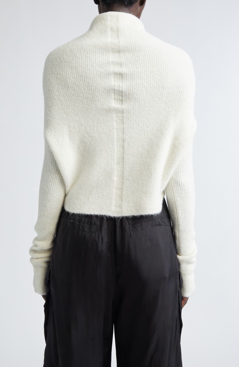 Rick Owens Crater Alpaca & Wool Blend Funnel Neck Sweater, Alternate, color, Milk