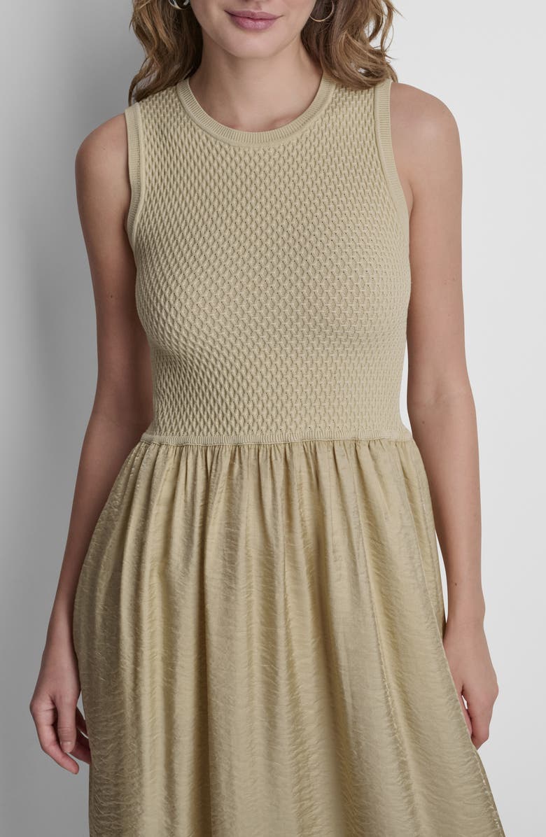 DKNY Sleeveless Diamond Knit Midi Dress, Alternate, color, Mojave Desert