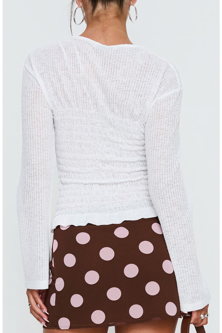 Bradly Shirred Crewneck Top, Alternate, color, WHITE