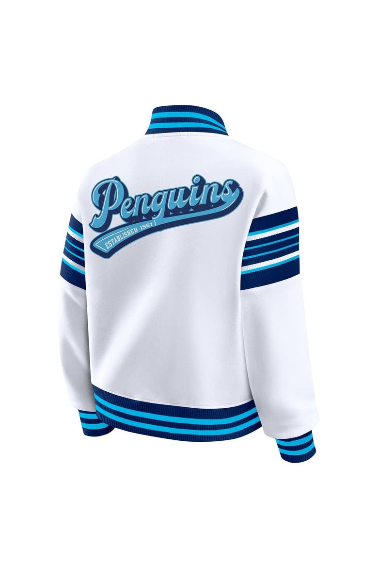 Women's WEAR by Erin Andrews White/Navy Pittsburgh Penguins Full-Snap Fleece Sweatshirt Jacket, Alternate, color, Navy
