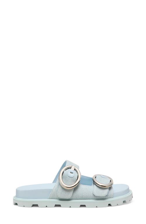Stuart Weitzman Benni Denim Sport Slides In Light Blue