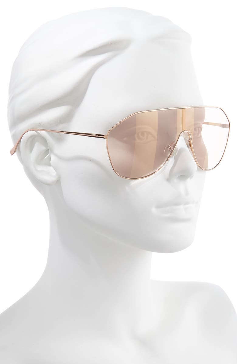 Fendi 146mm Stripe Lens Shield Sunglasses, Alternate, color, 