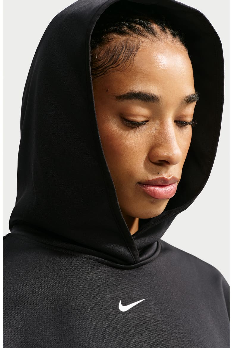 Studio Fleece Therma-FIT Hoodie, Alternate, color, BLACK/ WHITE