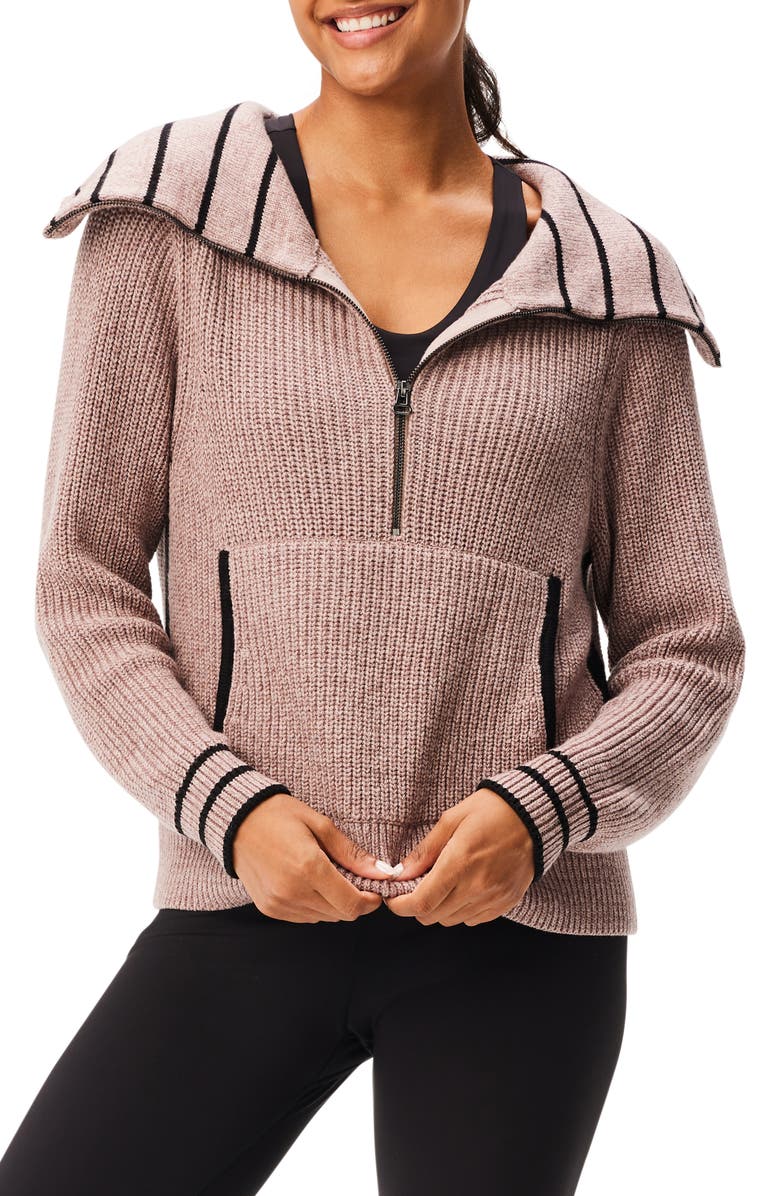 NZ ACTIVE by NIC+ZOE Stripe Detail Half Zip Sweater, Alternate, color, 