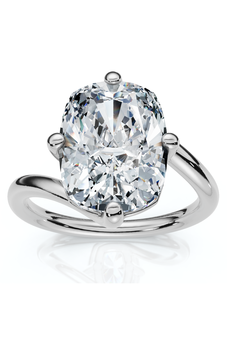 Certified 4Ct Atelier Solitaire Diamond Engagement Ring 14k Gold Lab Grown, Main, color, 14k White Gold