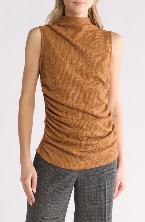 Textured Mock Neck Sleeveless Top