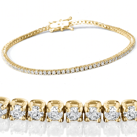 2 Ct Lab Grown Diamond Tennis Bracelet 7" 14k Gold