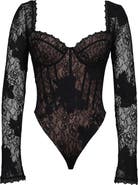 HOUSE OF CB Aneira Long Sleeve Lace Corset Top