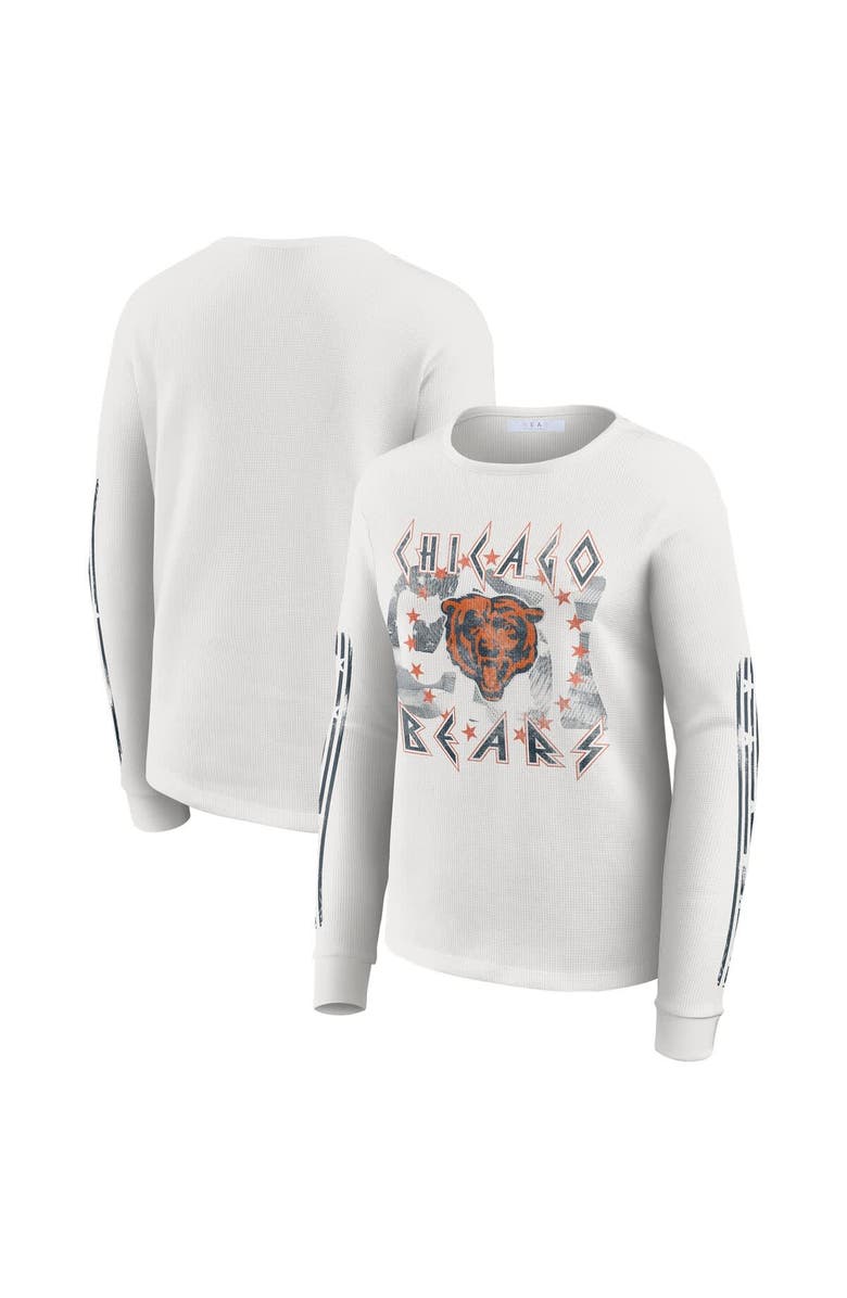 WEAR by Erin Andrews Women's WEAR by Erin Andrews White Chicago Bears Graphic Waffle Long-Sleeve T-Shirt, Main, color, White