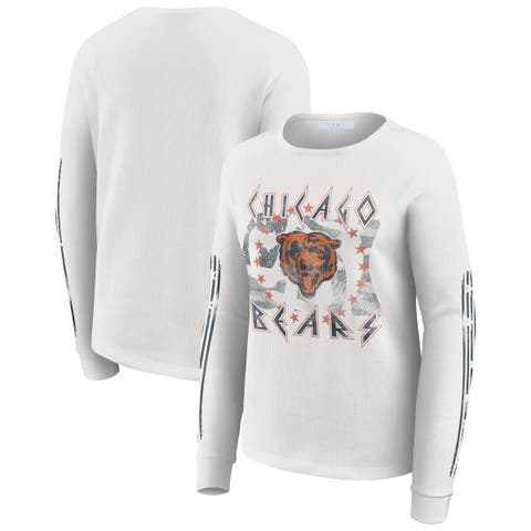 Women's WEAR by Erin Andrews  White Chicago Bears Graphic Waffle Long-Sleeve T-Shirt