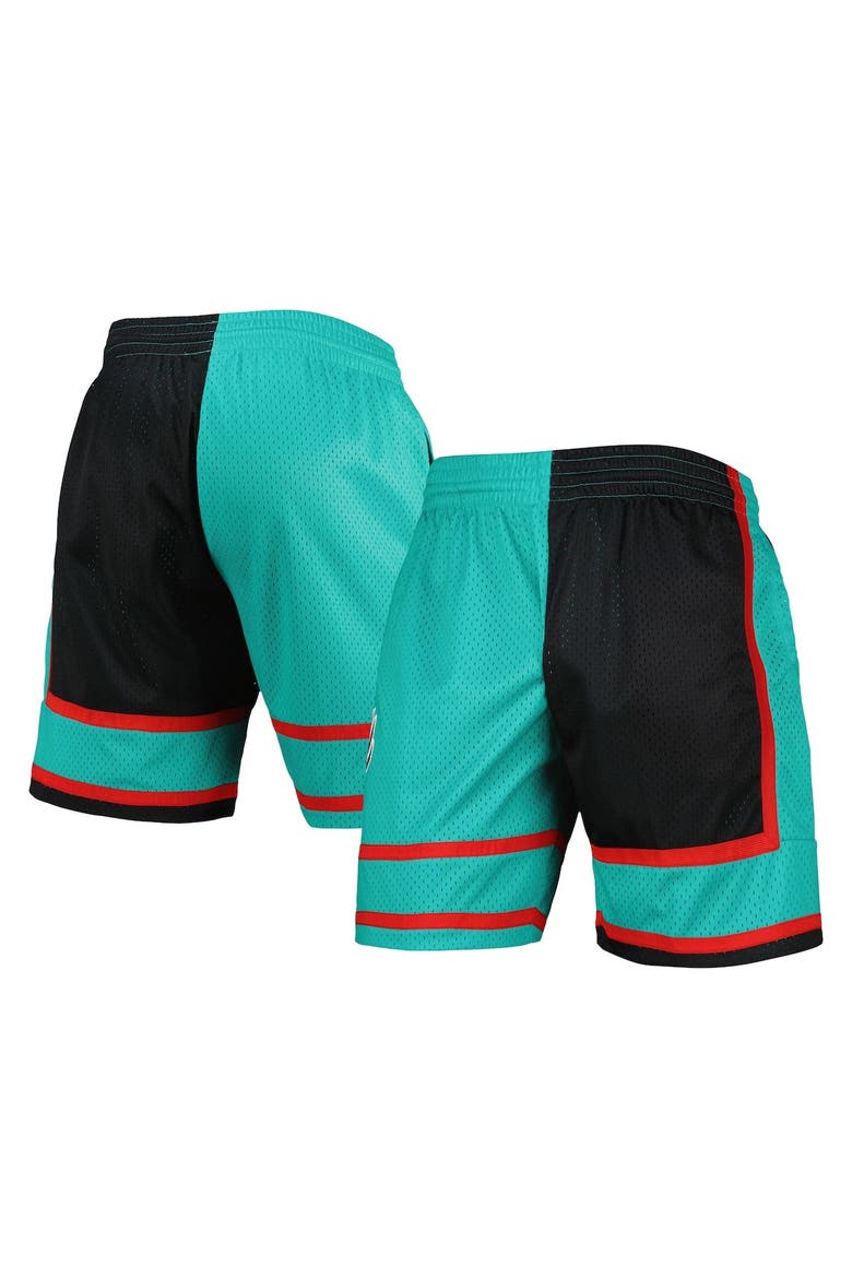 Men's Mitchell & Ness Black/Turquoise Vancouver Grizzlies Hardwood Classics 2001 Split Swingman Shorts, Main, color, Black