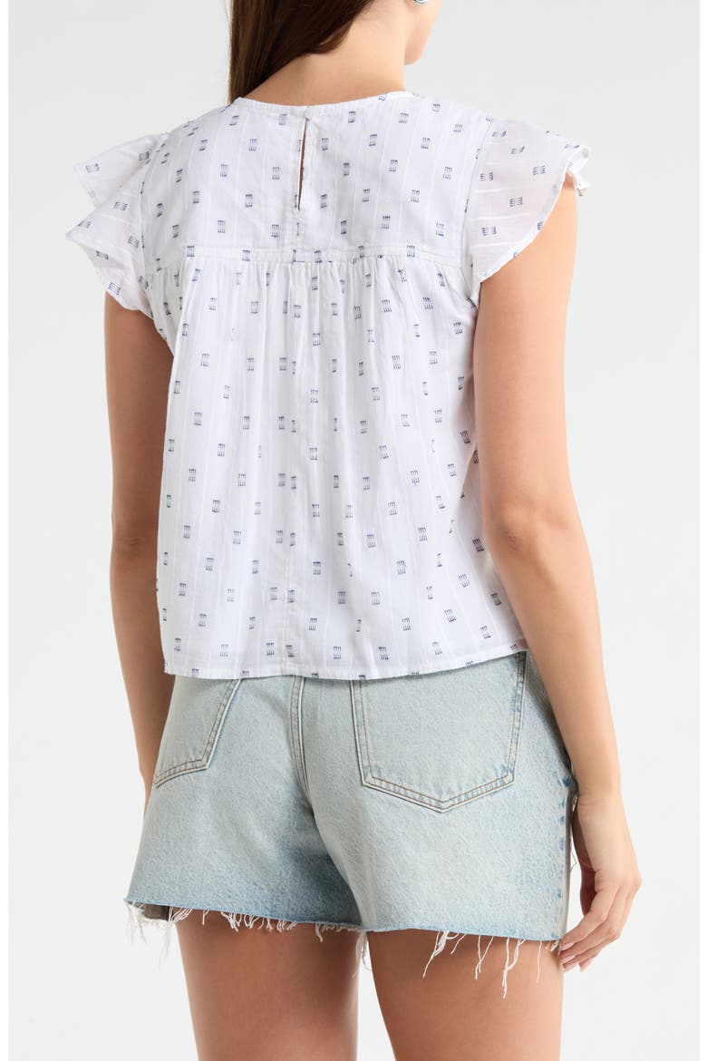 Short Sleeve Dobby Woven Top, Alternate, color, WHITE- NAVY