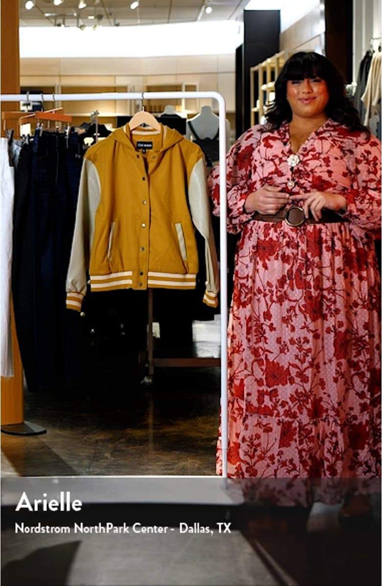 Finn Hooded Faux Leather Sleeve Twill Bomber Jacket, sales video thumbnail