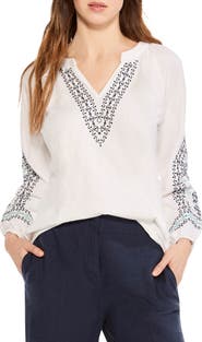 NIC+ZOE Solstice Embroidered Cotton Blouse
