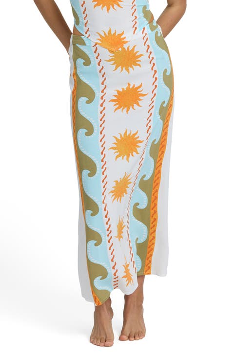 Tides Call Cotton Blend Midi Skirt