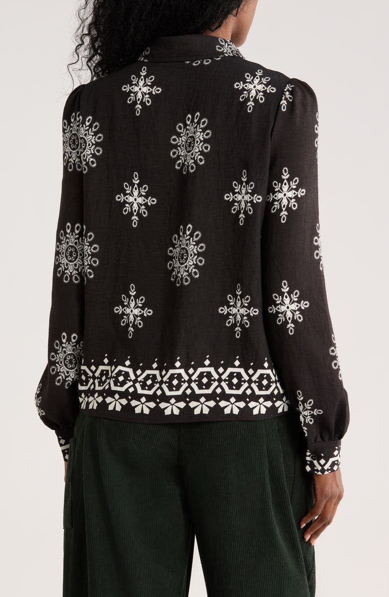 PATRIZIA LUCA Snowflake Embroidered Top, Alternate, color, Black