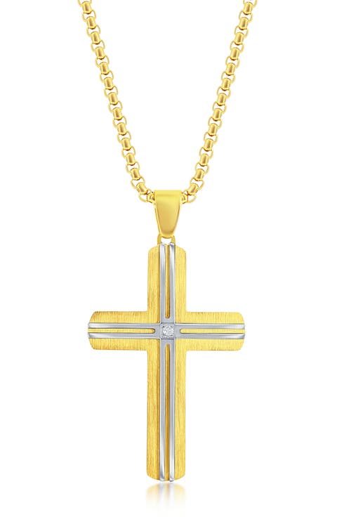 Men's Cubic Zirconia Cross Pendant Necklace