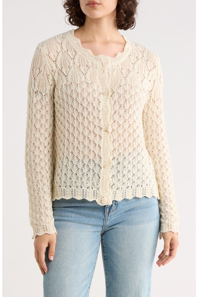 Crochet Cardigan Sweater, Main, color, CREAM
