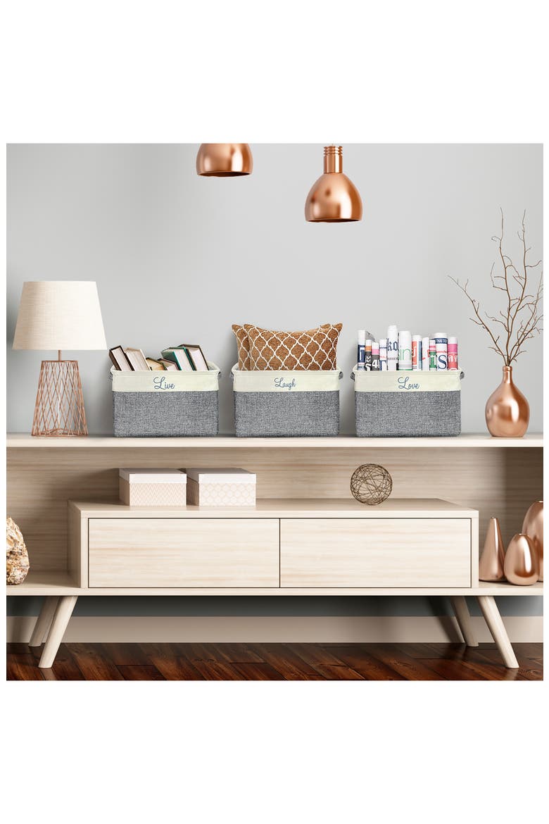 Cream Twill Storage Basket - Set of 3, Alternate, color, CREAM GREY